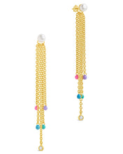 Load image into Gallery viewer, Delmare Enamel & Pearl Dangle Earrings