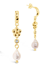 Load image into Gallery viewer, June CZ Flower & Pearl Hoop Earrings
