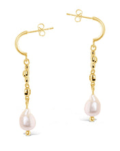 Load image into Gallery viewer, June CZ Flower & Pearl Hoop Earrings
