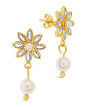 Load image into Gallery viewer, Esti CZ Flower & Pearl Drop Stud Earrings