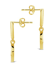 Load image into Gallery viewer, Valeria CZ & Moonstone Crescent Drop Stud Earrings