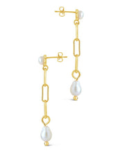 Load image into Gallery viewer, Fayelynn Pearl & Chain Drop Stud Earrings