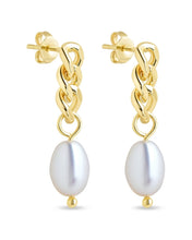Load image into Gallery viewer, Hana Chain Drop Pearl Earrings