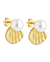 Load image into Gallery viewer, Alice Pearl & Shell Stud Earrings
