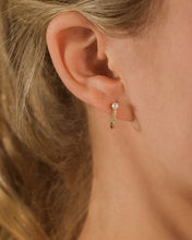 Load image into Gallery viewer, Sterling Silver Pearl & CZ Suspender Stud Earrings
