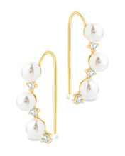 Load image into Gallery viewer, Sterling Silver Siena CZ & Pearl Threader Earrings