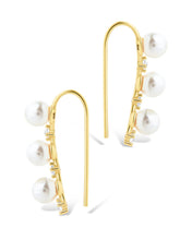 Load image into Gallery viewer, Sterling Silver Siena CZ & Pearl Threader Earrings