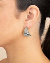 Load image into Gallery viewer, CZ Studded Croissant Hoop Earrings