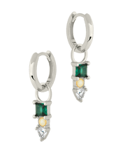 Load image into Gallery viewer, Harmony CZ & Opal Charm Hoop Earrings