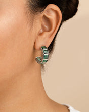 Load image into Gallery viewer, Nyssa Bezel CZ Station Hoop Earrings