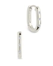 Load image into Gallery viewer, Casey Rectangular CZ Hoop Earrings
