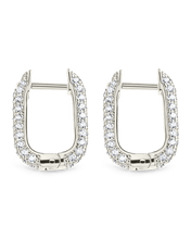 Load image into Gallery viewer, Francesca CZ Rectangular Hoop Earrings