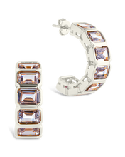 Load image into Gallery viewer, Nyssa Bezel CZ Station Hoop Earrings