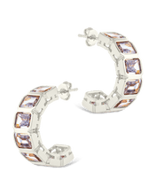 Load image into Gallery viewer, Nyssa Bezel CZ Station Hoop Earrings