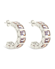 Load image into Gallery viewer, Nyssa Bezel CZ Station Hoop Earrings