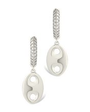 Load image into Gallery viewer, Bliss CZ Anchor Chain Micro Hoop Earrings