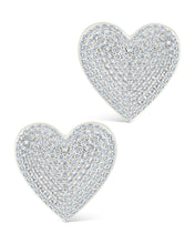 Load image into Gallery viewer, Disco Heart CZ Statement Stud Earrings