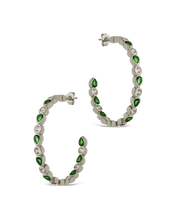 Load image into Gallery viewer, Bezel Set Mixed CZ Hoops