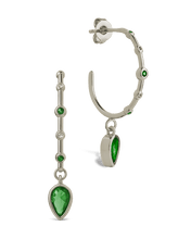 Load image into Gallery viewer, Bezel CZ Station Hoop Earrings