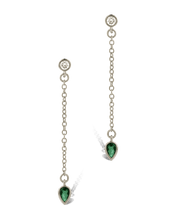 Load image into Gallery viewer, Delicate Chain Link CZ Drop Earrings
