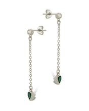 Load image into Gallery viewer, Delicate Chain Link CZ Drop Earrings