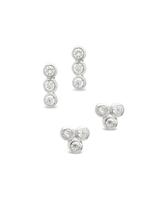 Load image into Gallery viewer, Sterling Silver 2pc Bezel Stud Set