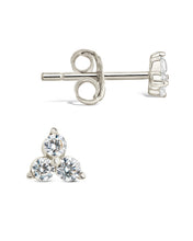 Load image into Gallery viewer, Sterling Silver CZ Pyramid Stud Earrings