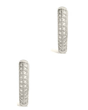 Load image into Gallery viewer, Sterling Silver Pave CZ Infinity Hoop Earrings