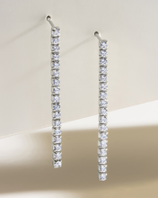 Load image into Gallery viewer, Sterling Silver CZ Linear Drop Earrings