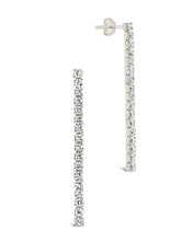 Load image into Gallery viewer, Sterling Silver CZ Linear Drop Earrings
