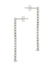 Load image into Gallery viewer, Sterling Silver CZ Linear Drop Earrings