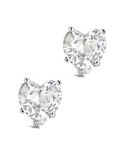 Load image into Gallery viewer, Sterling Silver 5mm Heart CZ Stud Earrings