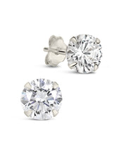 Load image into Gallery viewer, Sterling Silver 6mm CZ Stud Earrings