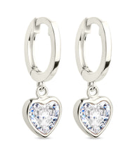 Load image into Gallery viewer, Sterling Silver Lizzy CZ Heart Drop Earrings