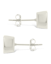 Load image into Gallery viewer, Sterling Silver Asscher Cut Bezel Set Stud Earrings
