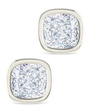 Load image into Gallery viewer, Sterling Silver Cushion Cut Bezel Set Stud Earrings