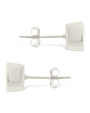 Load image into Gallery viewer, Sterling Silver Cushion Cut Bezel Set Stud Earrings