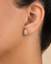 Load image into Gallery viewer, Sterling Silver Emerald Cut Prong Set Stud Earrings