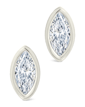 Load image into Gallery viewer, Sterling Silver Marquise Cut Bezel Set Stud Earrings