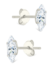 Load image into Gallery viewer, Sterling Silver Marquise Cut Prong Set Stud Earrings
