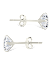 Load image into Gallery viewer, Sterling Silver Princess Cut Prong Set Stud Earrings