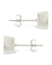 Load image into Gallery viewer, Sterling Silver Radiant Cut Bezel Set Stud Earrings
