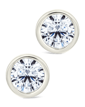 Load image into Gallery viewer, Sterling Silver Helene Round Cut Bezel Set Stud Earrings