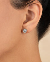 Load image into Gallery viewer, Sterling Silver Helene Round Cut Bezel Set Stud Earrings