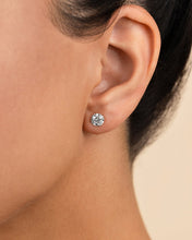 Load image into Gallery viewer, Sterling Silver Round Cut Prong Set Stud Earrings