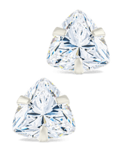 Load image into Gallery viewer, Sterling Silver Trillion Cut Prong Set Stud Earrings