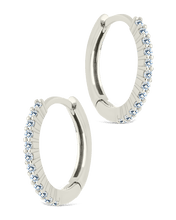 Load image into Gallery viewer, Sterling Silver Pave CZ Micro Hoops