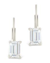 Load image into Gallery viewer, Sterling Silver Emerald Cut French Clip Earrings