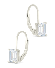 Load image into Gallery viewer, Sterling Silver Emerald Cut French Clip Earrings
