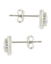 Load image into Gallery viewer, Sterling Silver Round Cut Brilliant Halo Studs